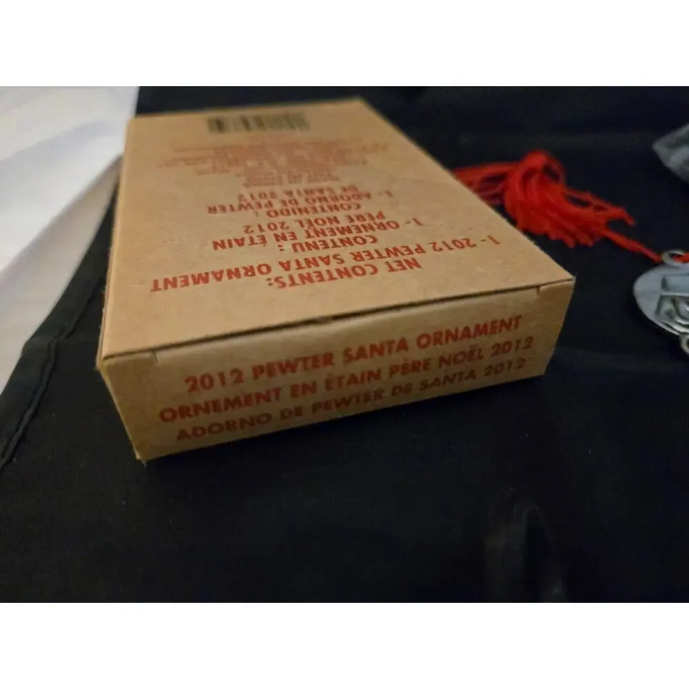 AVON 2012 PEWTER CHRISTMAS SANTA ORNAMENT Collectible New w/ box and bag